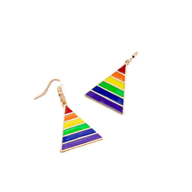 Wholesale Triangle Rainbow Alloy Earrings